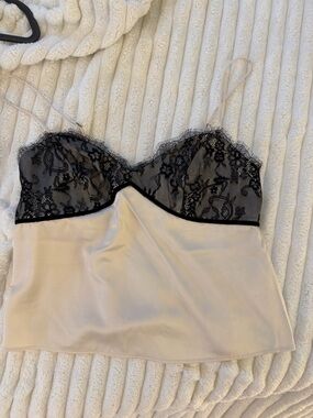 Abercrombie & Fitch cream top with black lace
